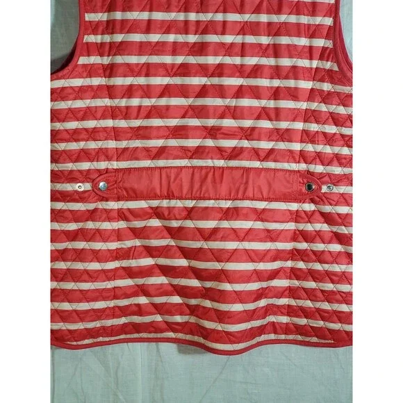 Talbots Petites Red Striped Quilted Vest MP - Picture 6 of 7